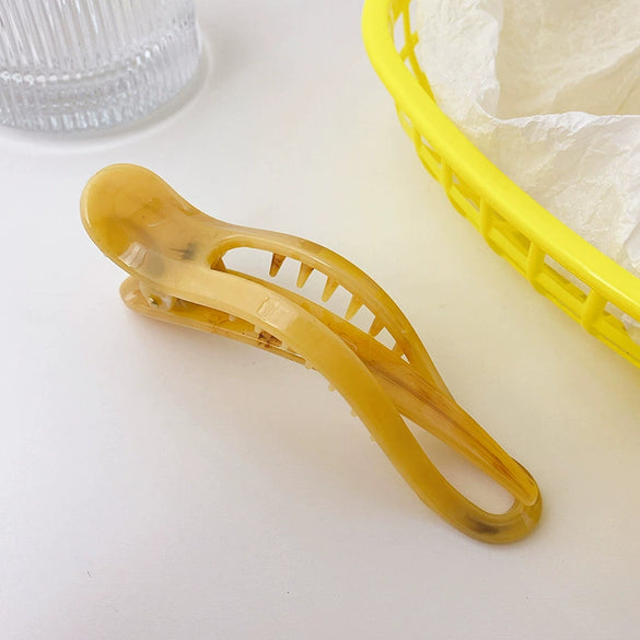 Wholesale Plastic Resin Marble Pattern Heart Shape Handmade Girl's Side Hairpin Horizontal Clip Duckbill Clip