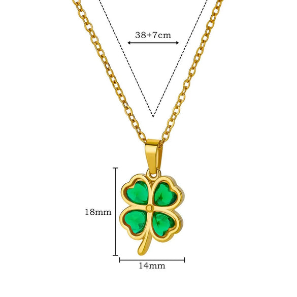 Wholesale Plastic Resin Mixed Gemstone Inlay Geometric Fourleaf Clover Clavicle Chain Necklace For Women With Electroplating Design