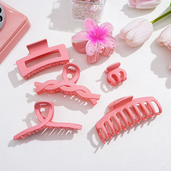 Wholesale Plastic Resin Plumeria Baking Paint Style Women's Hair Accessories Shark Clip Set