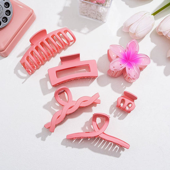 Wholesale Plastic Resin Plumeria Baking Paint Style Women's Hair Accessories Shark Clip Set
