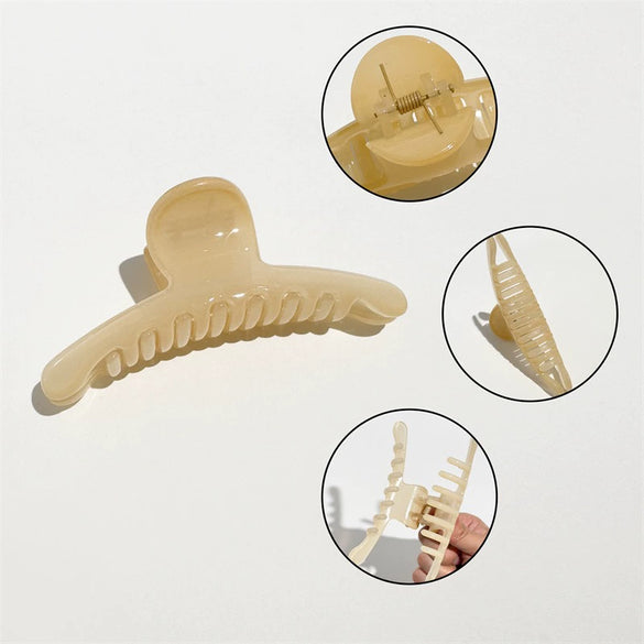 Wholesale Plastic Resin Simple Geometric Baking Paint Shark Clip Hair Accessories For Women