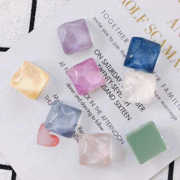 Wholesale Plastic Resin Square Asymmetrical Concave And Convex Water Ripple Sparkling Earring Patch Mobile Phone Case Accessories