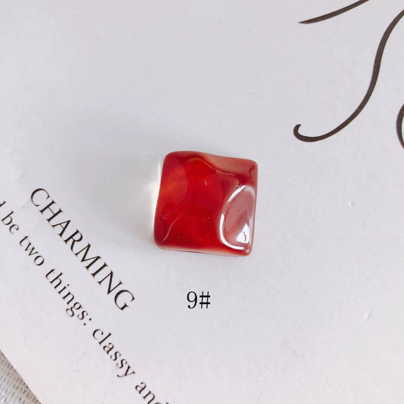 Wholesale Plastic Resin Square Asymmetrical Concave And Convex Water Ripple Sparkling Earring Patch Mobile Phone Case Accessories