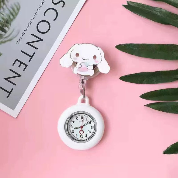 Wholesale Plastic Retractable Nurse Watch Cartoon Style Round Dial Luminous