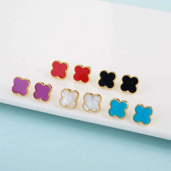 Wholesale Plastic Shell Volcanic Lava Rock Retro 3 Piece Set For Ladies Copper 18K Gold Plated With Plant Flower Pattern Electroplated