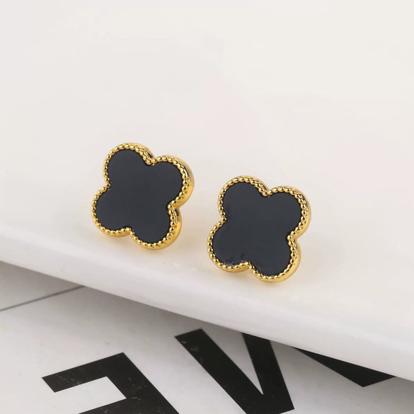 Wholesale Plastic Shell Volcanic Lava Rock Retro 3 Piece Set For Ladies Copper 18K Gold Plated With Plant Flower Pattern Electroplated