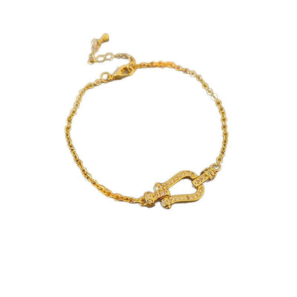 Wholesale Plastic Zircon Horseshoe Buckle Geometric Minimalist Bracelet