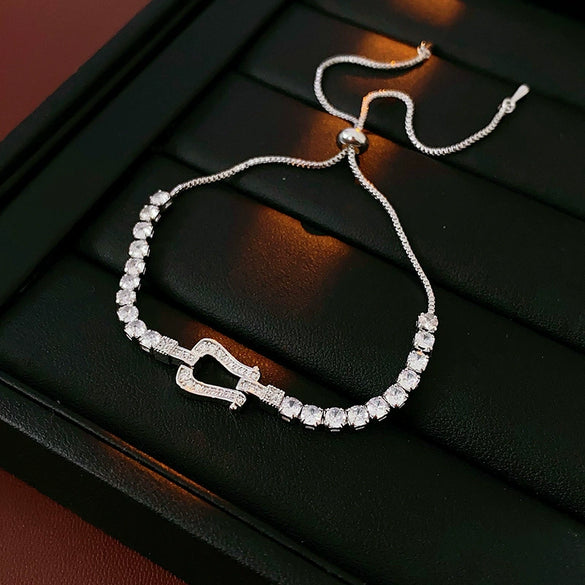 Wholesale Plastic Zircon Horseshoe Buckle Geometric Minimalist Bracelet