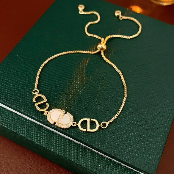 Wholesale Plastic Zircon Horseshoe Buckle Geometric Minimalist Bracelet