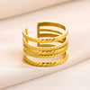 Wholesale Plated Stainless Steel Geometric Multi Layer Open Irregular Ring For Women And Unisex