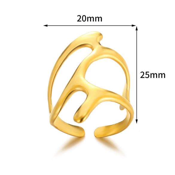 Wholesale Plated Stainless Steel Geometric Multi Layer Open Irregular Ring For Women And Unisex