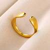 Wholesale Plated Stainless Steel Geometric Multi Layer Open Irregular Ring For Women And Unisex