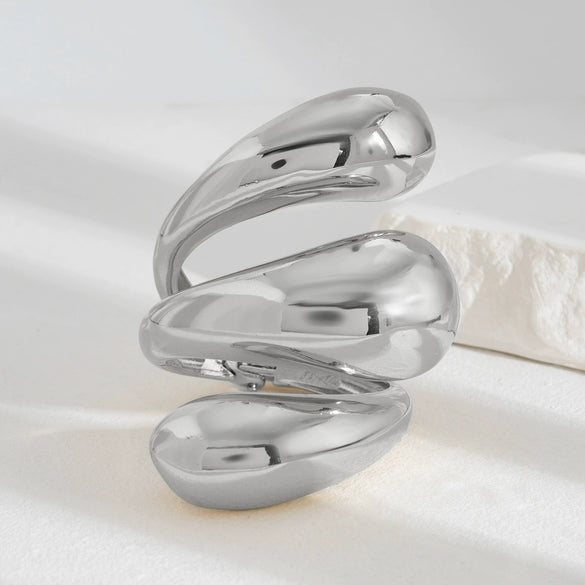 Wholesale Platinum Exaggerated Smooth Hug Water Drop Spring Bracelet For Women With Geometric Style And Electroplating Treatment