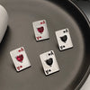 Wholesale Playing Card Earrings Copper Inlaid Heart Rhinestone Geometric Electroplating For Women