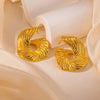 Wholesale Pleated Love Titanium Steel Earrings Light Luxury Heart Shape Electroplating For Women
