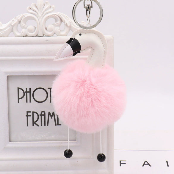 Wholesale Plush Cute White Swan Fur Ball Keychain Pendant