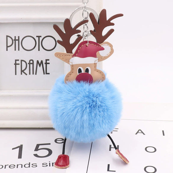 Wholesale Plush Fawn Fur Ball Elk Christmas Keychain Bag Pendant