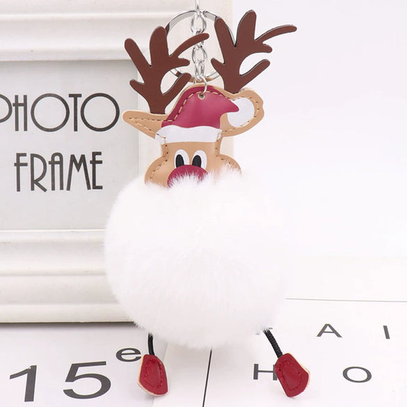 Wholesale Plush Fawn Fur Ball Elk Christmas Keychain Bag Pendant