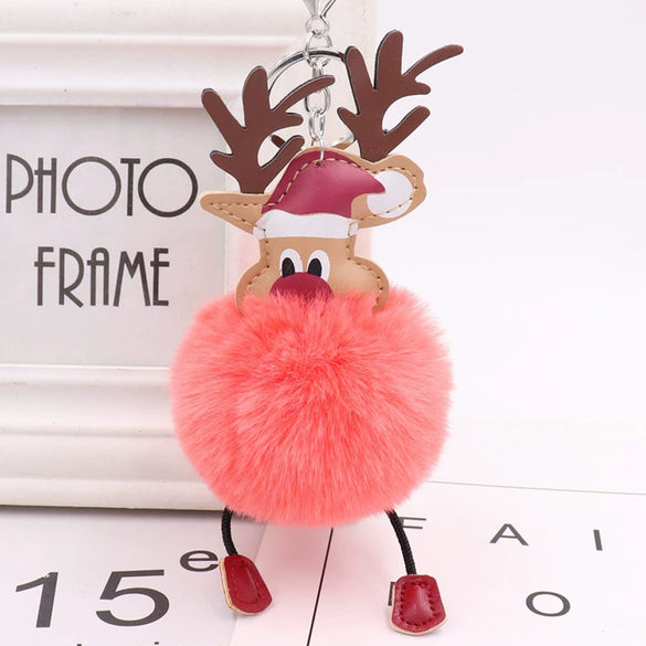 Wholesale Plush Fawn Fur Ball Elk Christmas Keychain Bag Pendant