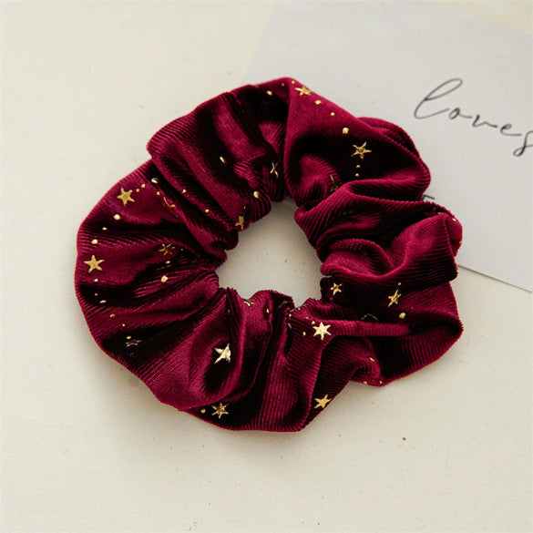 Wholesale Plush Flannel Handmade Star Shaped High Elastic Hair Rings For Autumn And Winter