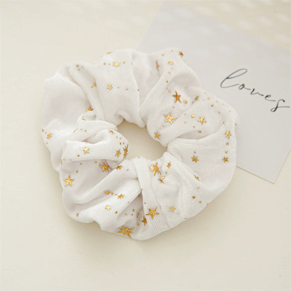 Wholesale Plush Flannel Handmade Star Shaped High Elastic Hair Rings For Autumn And Winter