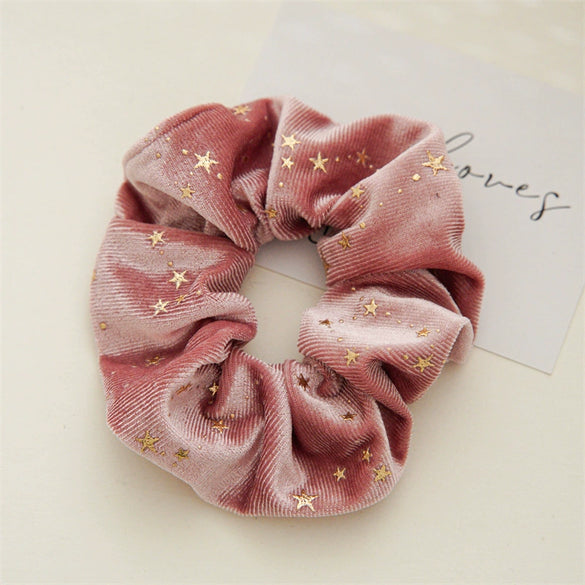 Wholesale Plush Flannel Handmade Star Shaped High Elastic Hair Rings For Autumn And Winter