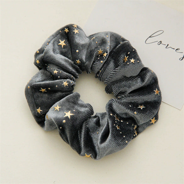 Wholesale Plush Flannel Handmade Star Shaped High Elastic Hair Rings For Autumn And Winter