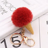 Wholesale Plush Imitation Rex Rabbit Fur Ice Cream Cone Key Chain Pendant