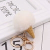 Wholesale Plush Imitation Rex Rabbit Fur Ice Cream Cone Key Chain Pendant