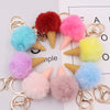 Wholesale Plush Imitation Rex Rabbit Fur Ice Cream Cone Key Chain Pendant