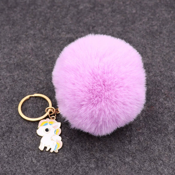 Wholesale Plush Imitation Rex Rabbit Fur Unicorn Ball Keychain Pendant