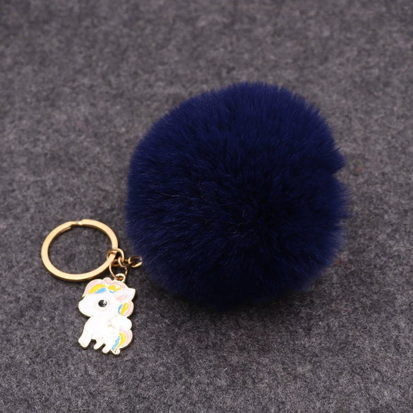 Wholesale Plush Imitation Rex Rabbit Fur Unicorn Ball Keychain Pendant