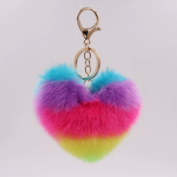 Wholesale Plush Love Keychain Pendant With Colorful Design For Female Suitable As Car Pendant