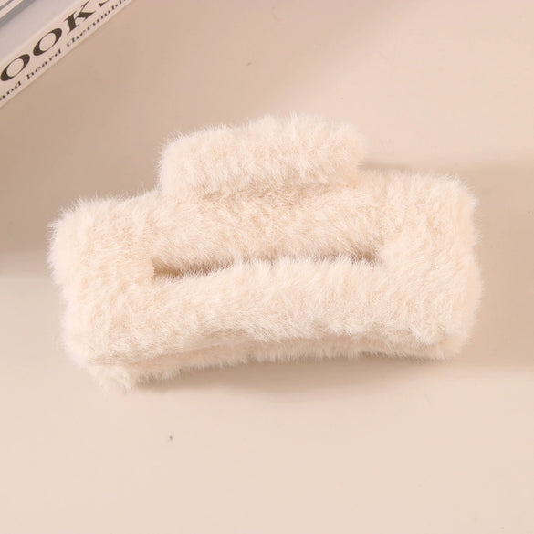 Wholesale Plush Minimalist Geometric Handmade Women's Hair Grab Clip Hair Accessories Headwear