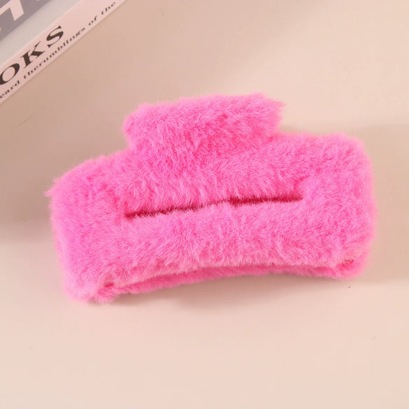 Wholesale Plush Minimalist Geometric Handmade Women's Hair Grab Clip Hair Accessories Headwear