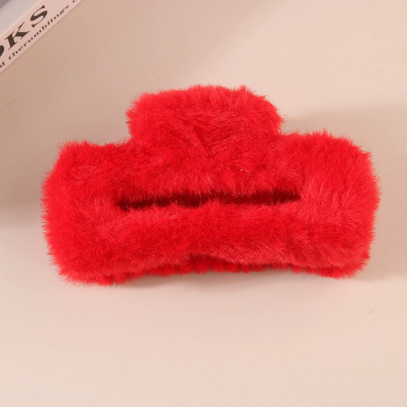 Wholesale Plush Minimalist Geometric Handmade Women's Hair Grab Clip Hair Accessories Headwear