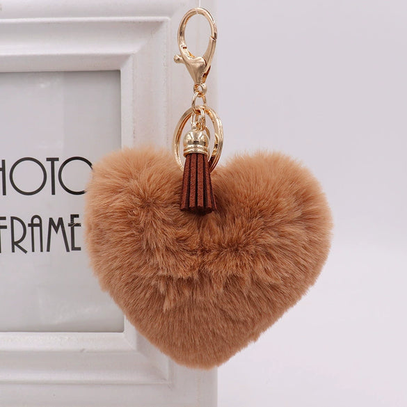 Wholesale Plush Tassel Love Key Chain For Car And Bag