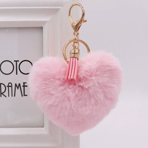 Wholesale Plush Tassel Love Key Chain For Car And Bag