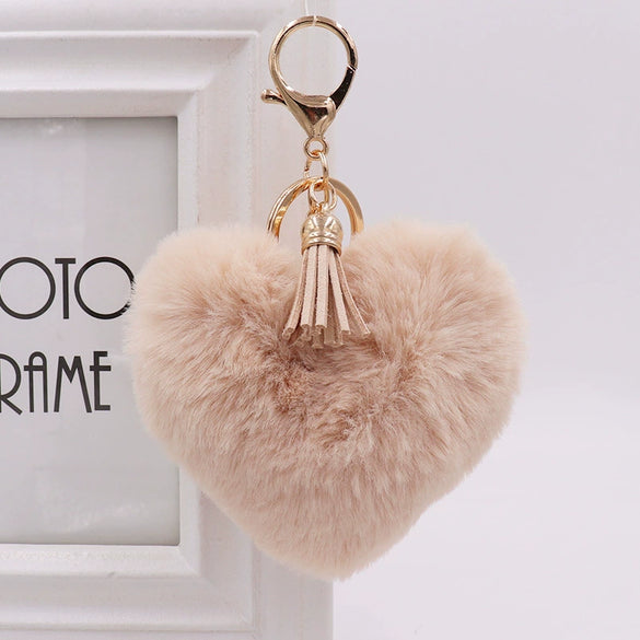 Wholesale Plush Tassel Love Key Chain For Car And Bag