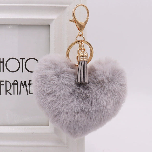 Wholesale Plush Tassel Love Key Chain For Car And Bag