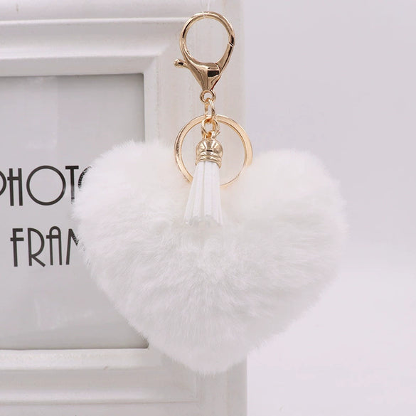 Wholesale Plush Tassel Love Key Chain For Car And Bag