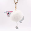 Wholesale Plush Unicorn Fur Ball Keychain With Pu Leather And Pony Cartoon Design