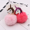 Wholesale Plush Unicorn Keychain With Imitation Rex Rabbit Fur Ball Pendant