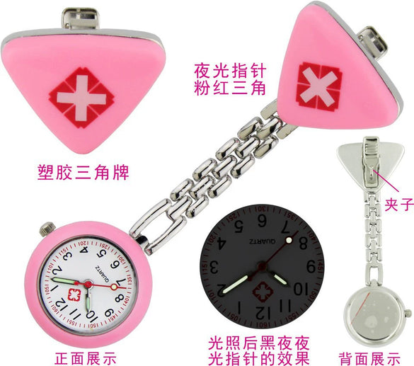 Wholesale Pocket Watch Women's Alloy Case Stainless Steel Strap Triangle Medical Style Quartz