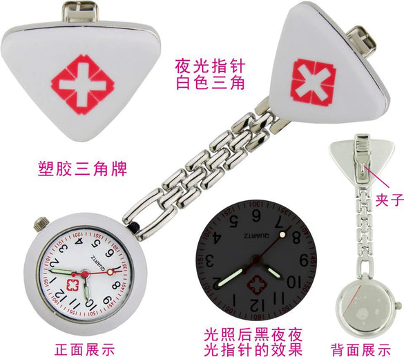 Wholesale Pocket Watch Women's Alloy Case Stainless Steel Strap Triangle Medical Style Quartz