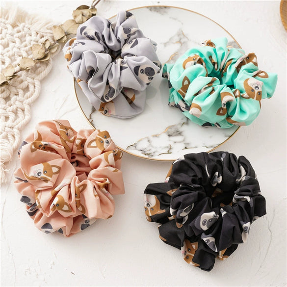 Wholesale Polyester Cartoon Animal Dog Large Intestine Women's Hair Rope Hair Ring Jewelry With Seiko Design