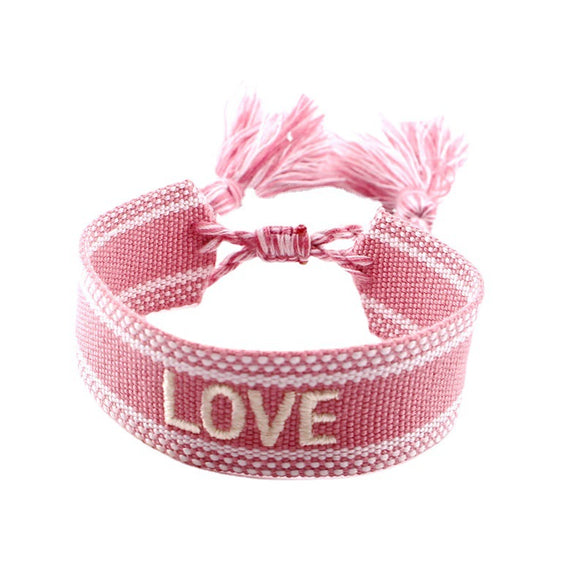 Wholesale Polyester Hand Woven Bracelet With Bohemian Ethnic Style And Letter Design