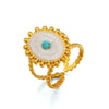 Wholesale Popular Electroplated Geometric Oval Turquoise Stainless Steel And Resin Ring For Women