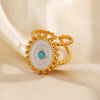 Wholesale Popular Electroplated Geometric Oval Turquoise Stainless Steel And Resin Ring For Women