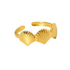 Wholesale Popular Geometric Stainless Steel Electroplated Adjustable Scallop Opening Ring For Women